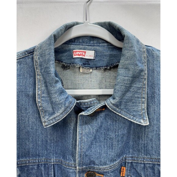 Vintage 70s Levis Orange Tab Denim Jacket Men’s XL Jean Chore Coat Split Tail - Picture 11 of 16